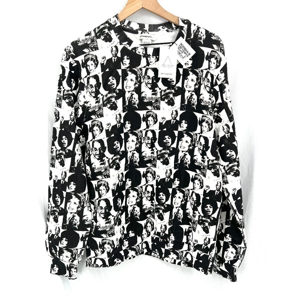 NEW Elevenparis Norman urban cultural icons pullover sweatshirt black white L
